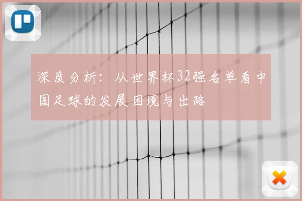 深度分析：从世界杯32强名单看中国足球的发展困境与出路
